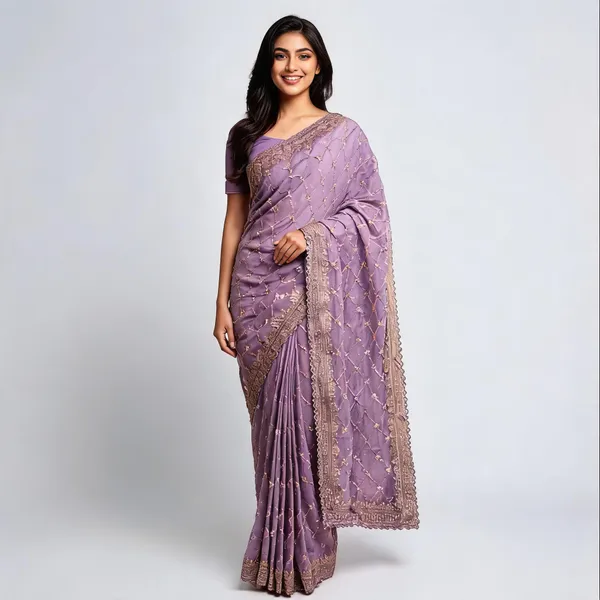 Lavender_Georgette_Saree_With_Blouse_Piece_For_women