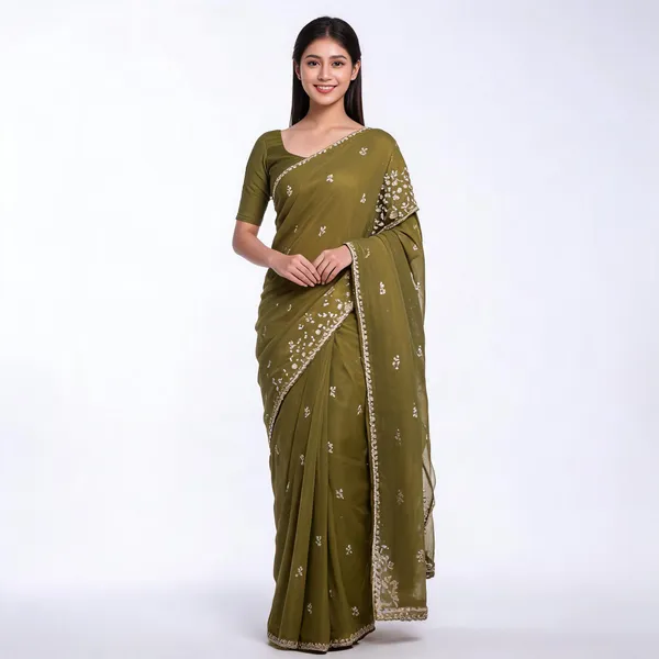 Green_Rangoli_Georgette_Saree_With_Blouse_Piece_For_women