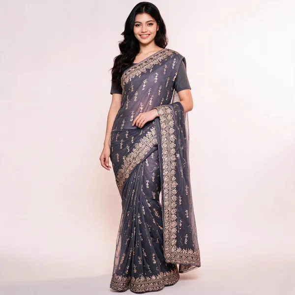 Lavender_Net_Saree_With_Blouse_Piece_For_women