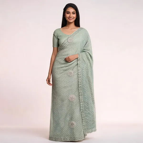 Pista_Georgette_Saree_With_Blouse_Piece_For_women