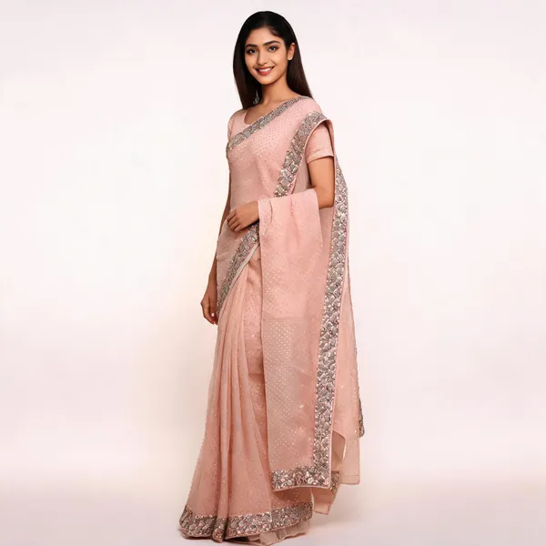 Pitch_Georgette_Saree_With_Blouse_Piece_For_women