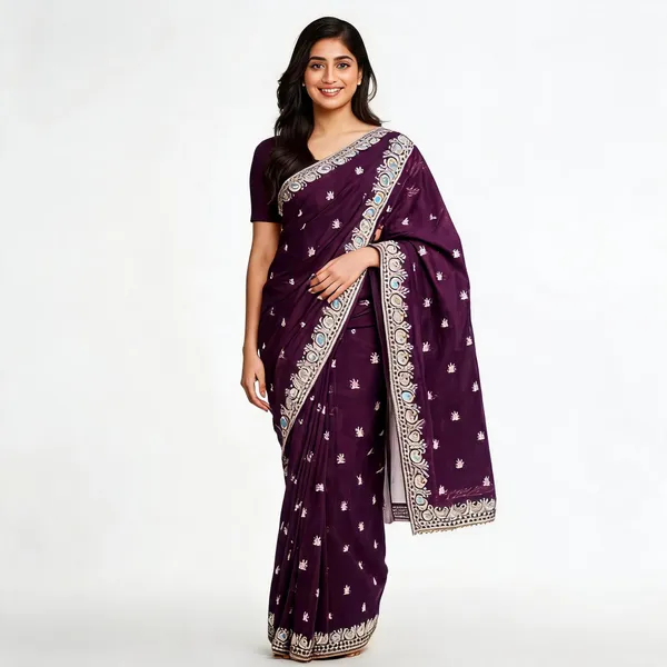 Wine_Vichitra_Saree_With_Blouse_Piece_For_women