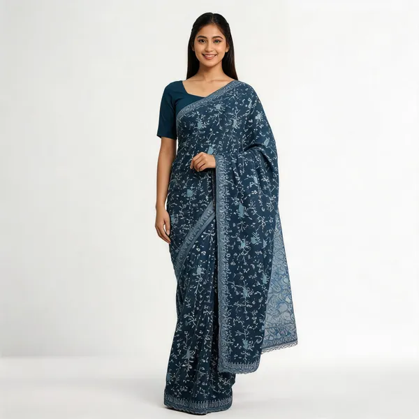Blue_Georgette_Saree_With_Blouse_Piece_For_women