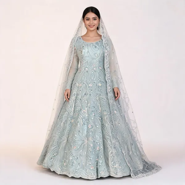 Sky_Blue_Net_Ball_Gown_Stone_Embroidered_With_Dupatta_For_Women