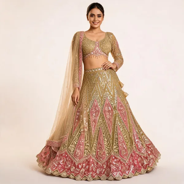 Beige_Pink_Net_Embroidered_Lehenga_Blouse_And_Dupatta_For_Women