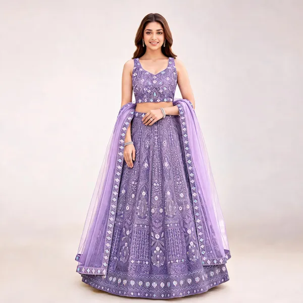 Lavender_Net_Embroidered_Lehenga_Blouse_And_Dupatta_For_Women