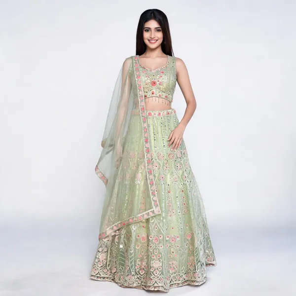 Pista_Green_Net_Embroidered_Lehenga_Blouse_And_Dupatta_For_Women