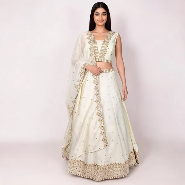Off_White_Silk_Embroidered_Lehenga_Blouse_And_Dupatta_For_Women