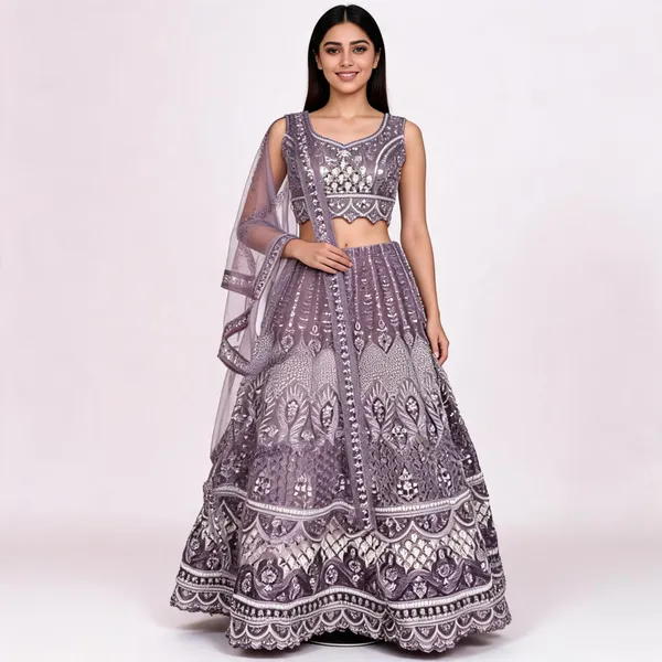 Lavender_Net_Embroidered_Lehenga_Blouse_And_Dupatta_For_Women