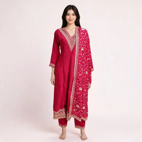 Rani_Pink_Vichitra_Anarkali_Top_Pant_And_Dupatta_For_Women