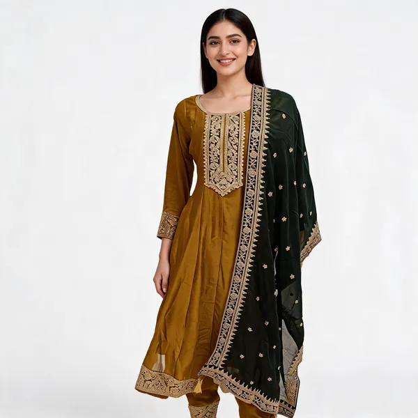 Yellow_Vichitra_Anarkali_Top_Pant_And_Dupatta_For_Women