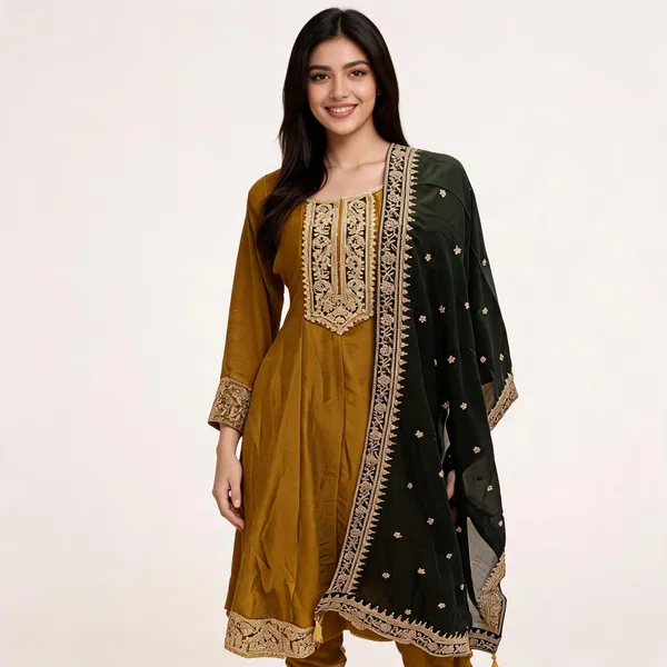 Yellow_Vichitra_Anarkali_Top_Pant_And_Dupatta_For_Women