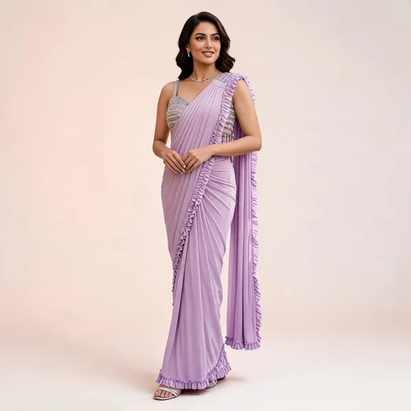 Lavender_Lycra_Saree_Blouse_And_Dupatta_For_women