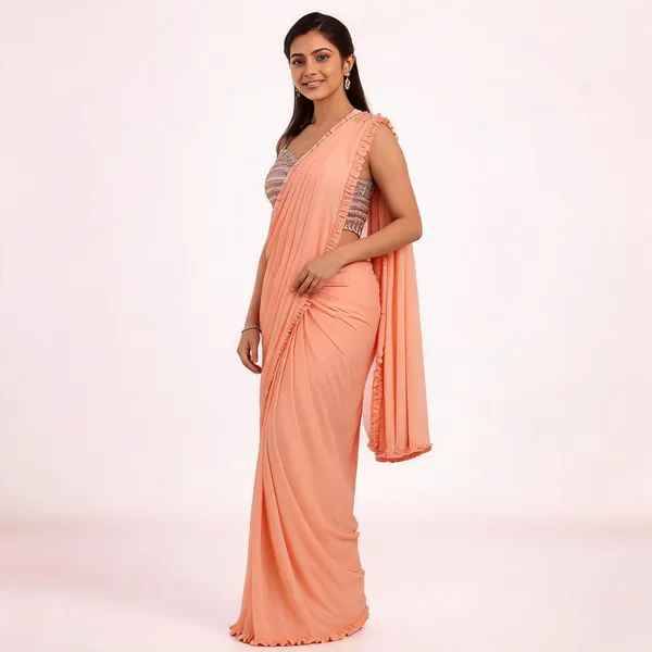 Pitch_Lycra_Saree_Blouse_And_Dupatta_For_women