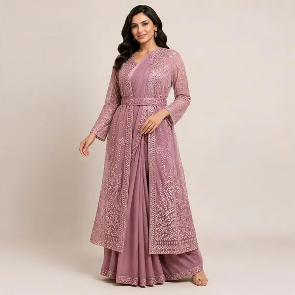 Pink_Lycra_Saree_Blouse_And_Dupatta_For_women