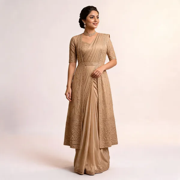 Pitch_Lycra_Saree_Blouse_And_Dupatta_For_women