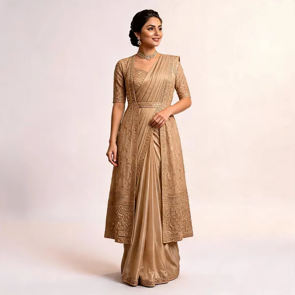 Pitch_Lycra_Saree_Blouse_And_Dupatta_For_women