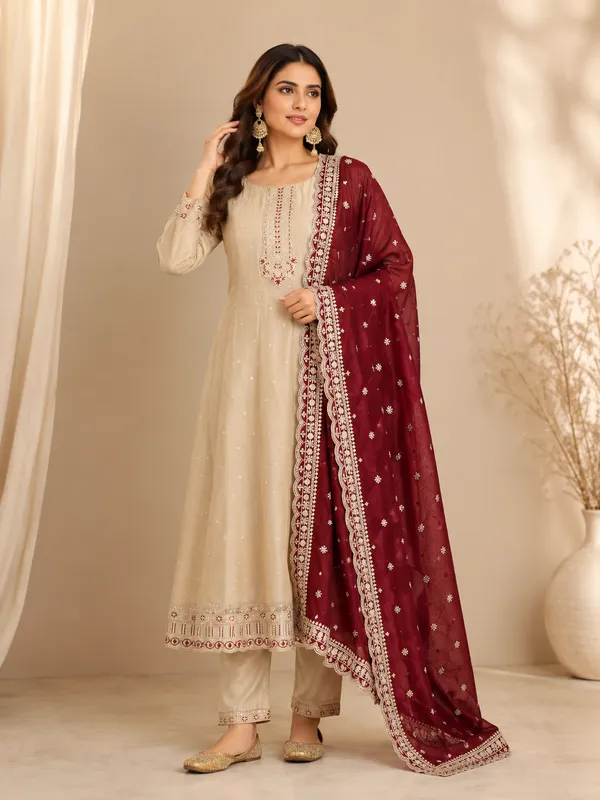 Marron_Cotton_Kurta_Set_For_Women