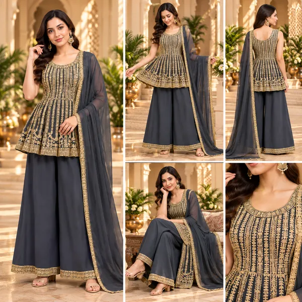 Grey_Soft_Gerogette_Plazo_Set_For_Women