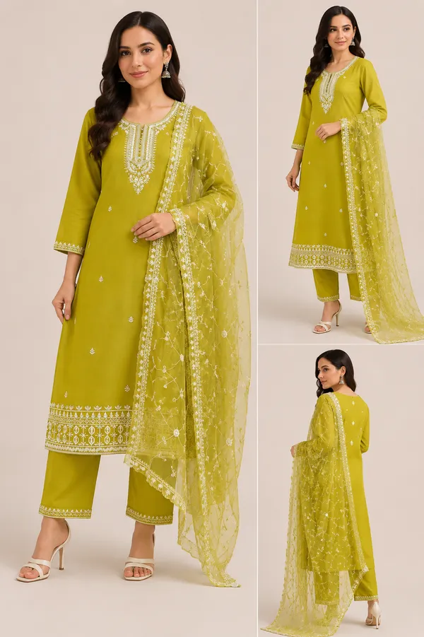 Green_Cotton_Kurta_Set_For_Women