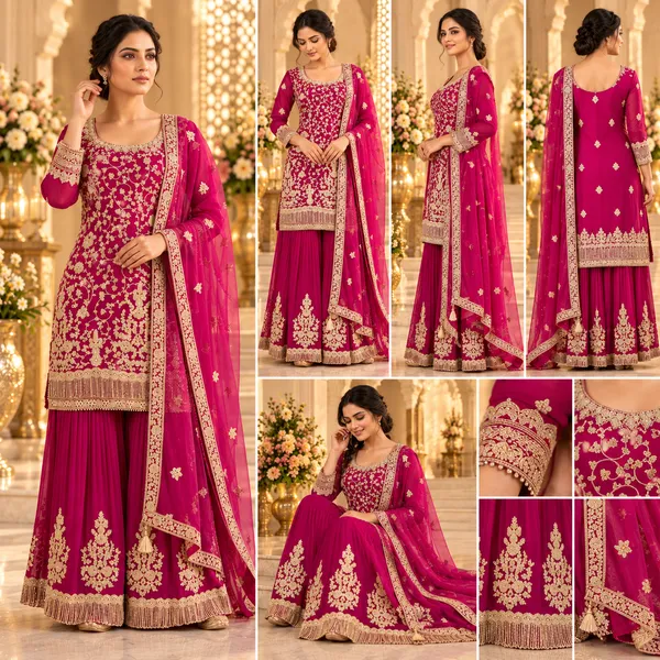 Wine_Embroded_Work_Gharara_Set_For_Women