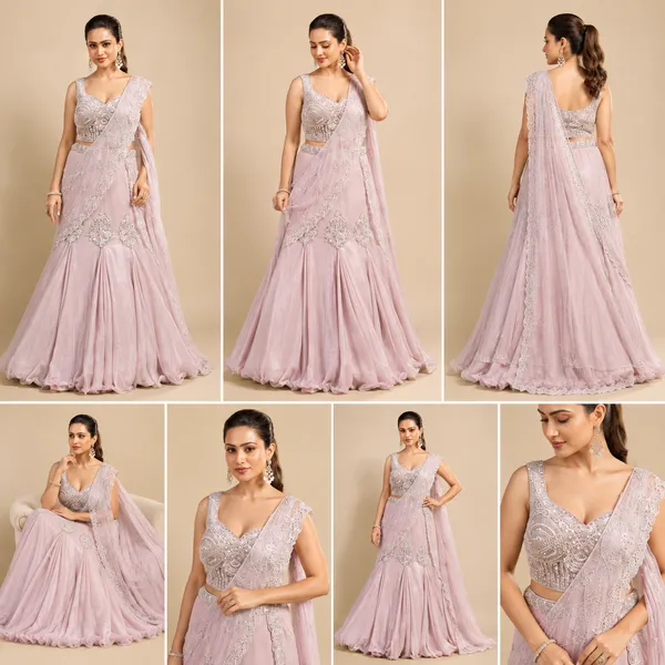 Rose_Pink_Lehenga_Saree_Indo-Western_For_Women