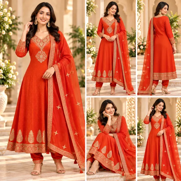 Burned_Orange_Vichitra__Anarkali__Set_For_Women