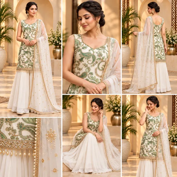 White_Georgette_Plazo_Set_For_Women