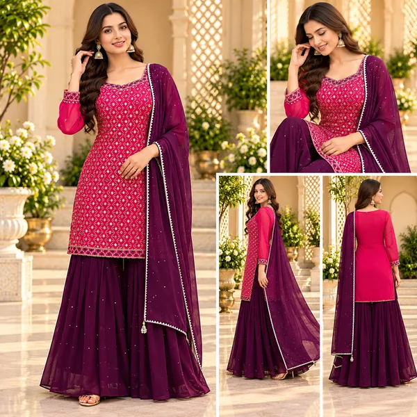 Pink_With_Wine_Mirror_Work_Gharara_Set_For_Women