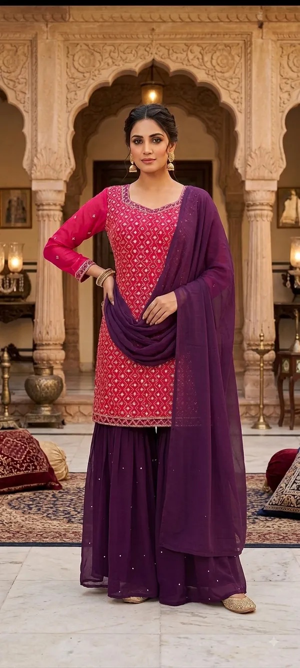 Pink_With_Wine_Cotton_Kurta_Set_For_Women