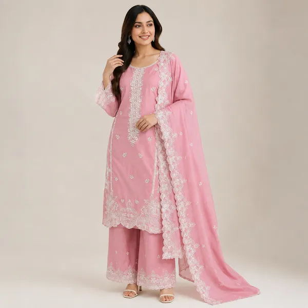 Pink_Soft_Silk_Kurta_Set_For_Women