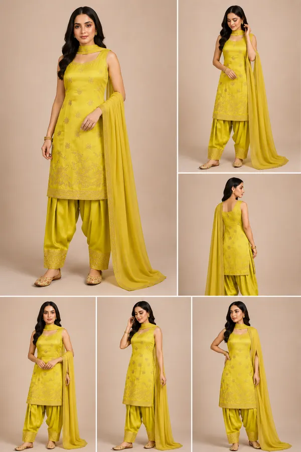Yellow_Chinon_Satin__Kurta_Set_For_Women