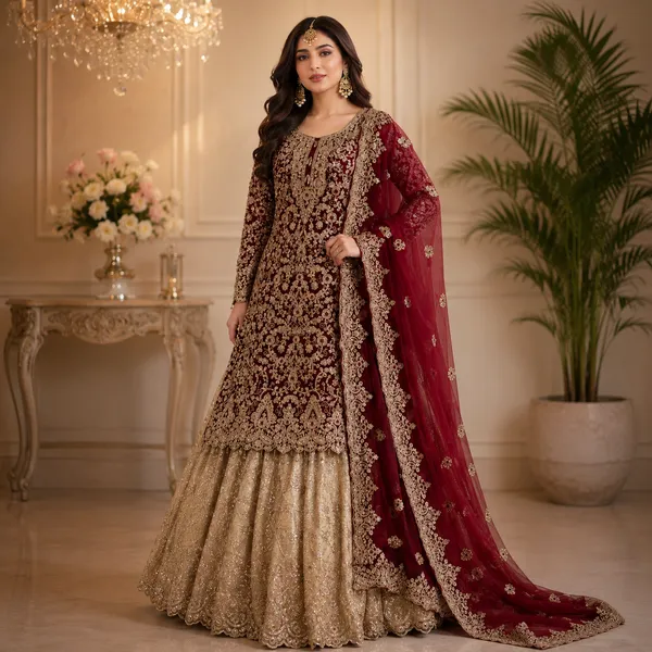 Unique_Bridal_Farsi_With_Tail_Cut_Top_And_Skirt_For_Women