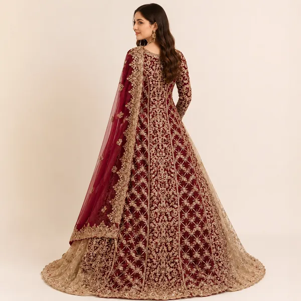 Unique_Bridal_Farsi_With_Tail_Cut_Top_And_Skirt_For_Women
