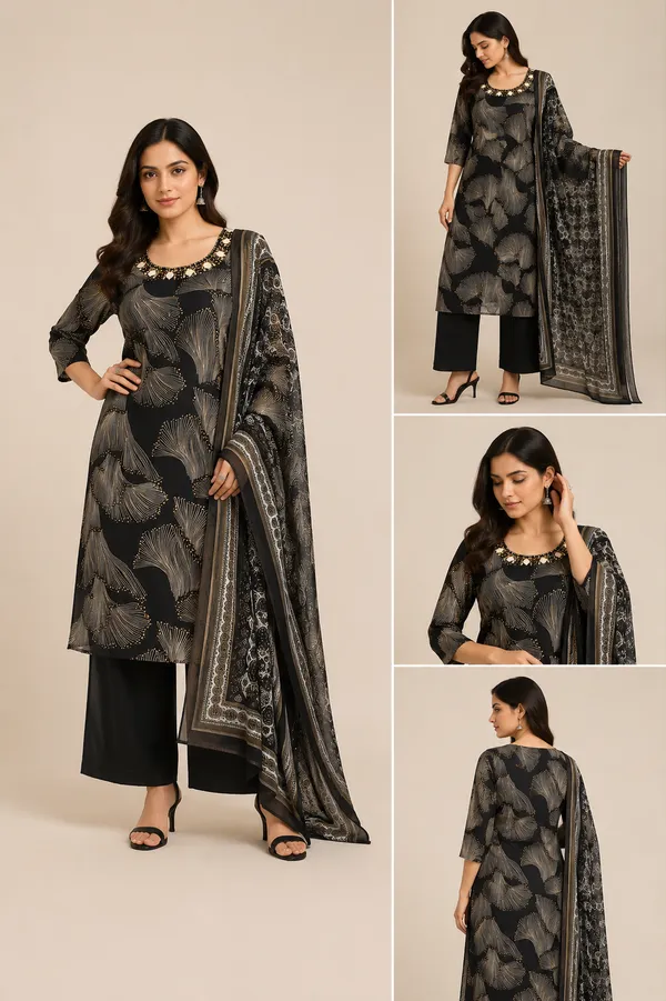 Black_Cotton_Kurta_Set_For_Women