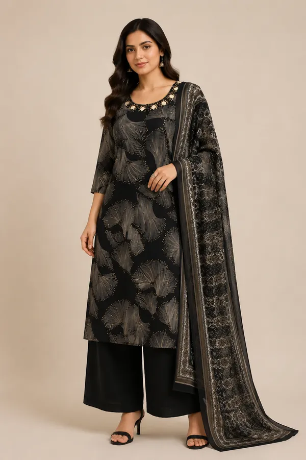 Black_Cotton_Kurta_Set_For_Women
