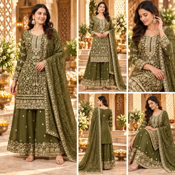 Mehendi_Georgette_Plazo_Set_For_Women