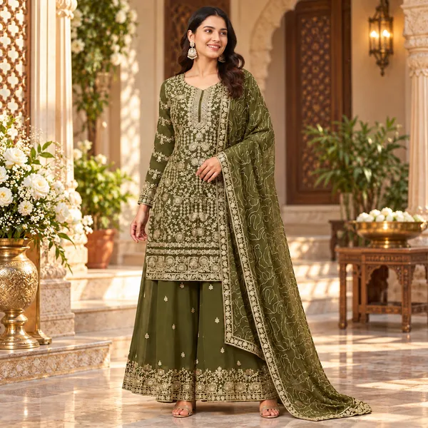 Mehendi_Georgette_Plazo_Set_For_Women