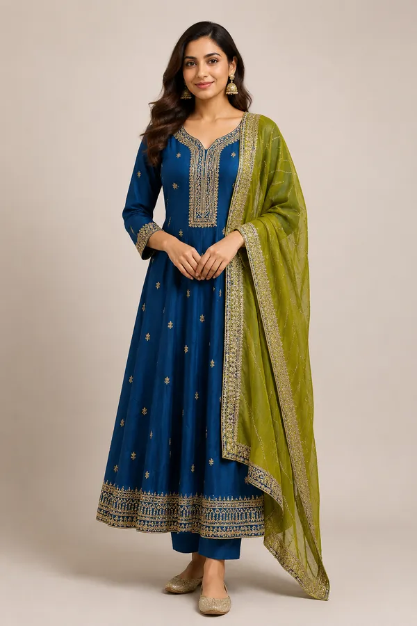 Blue_Cotton_Kurta_Set_For_Women
