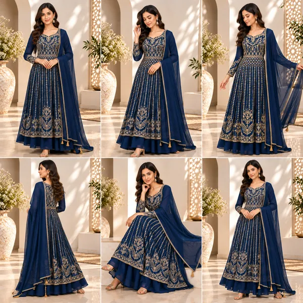 Blue_Zari_Work_Vichitra_Set_For_Women