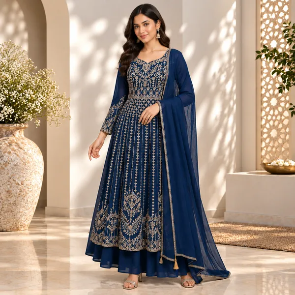 Blue_Zari_Work_Vichitra_Set_For_Women
