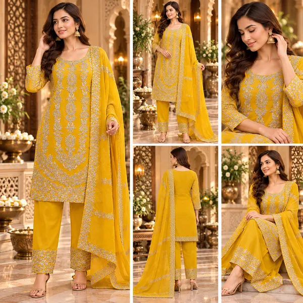 Yellow_Silk_Pant_Set_For_Women