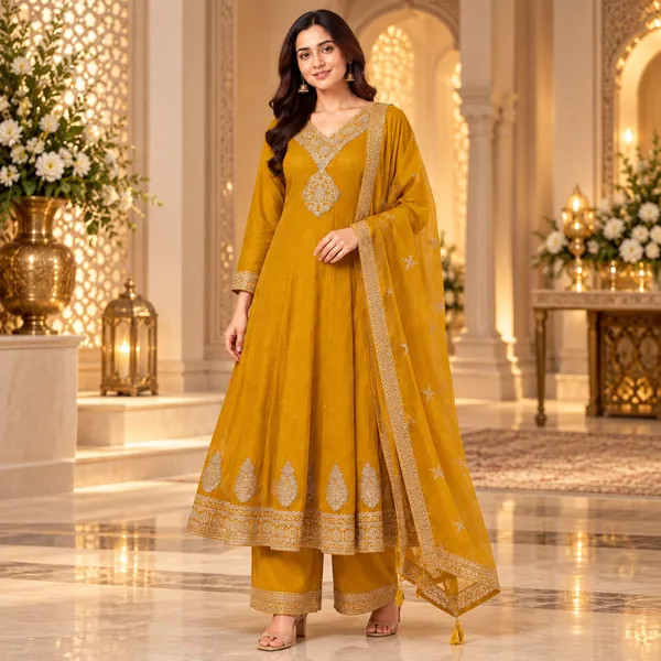 Yellow_Vichitra_Anarkali_Set_For_Women