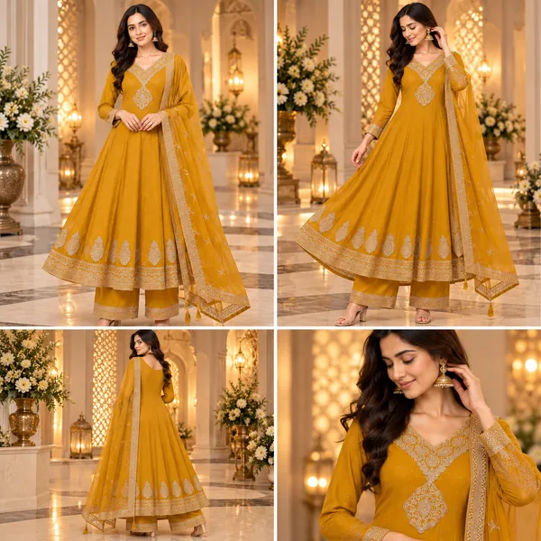 Yellow_Vichitra_Anarkali_Set_For_Women