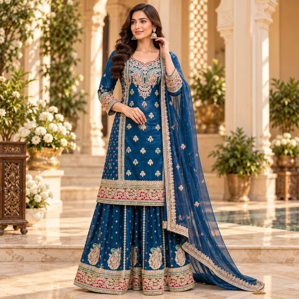 Blue_Embroided_Plazo_Set_For_Women