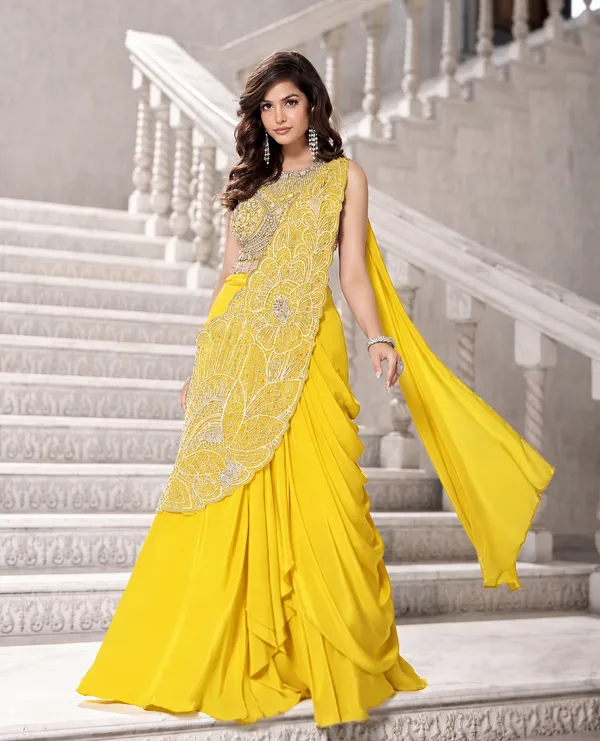 Yellow_Drape_Lehenga_For_Women