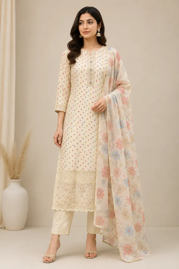 Cream_Cotton_Kurta_Set_For_Women