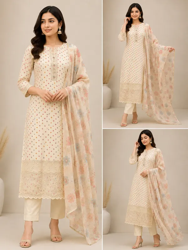 Cream_Cotton_Kurta_Set_For_Women