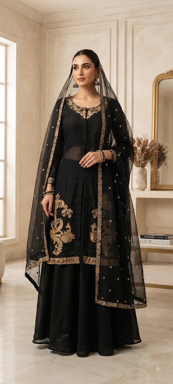 Black_Silk_Kurta_Set_For_Women