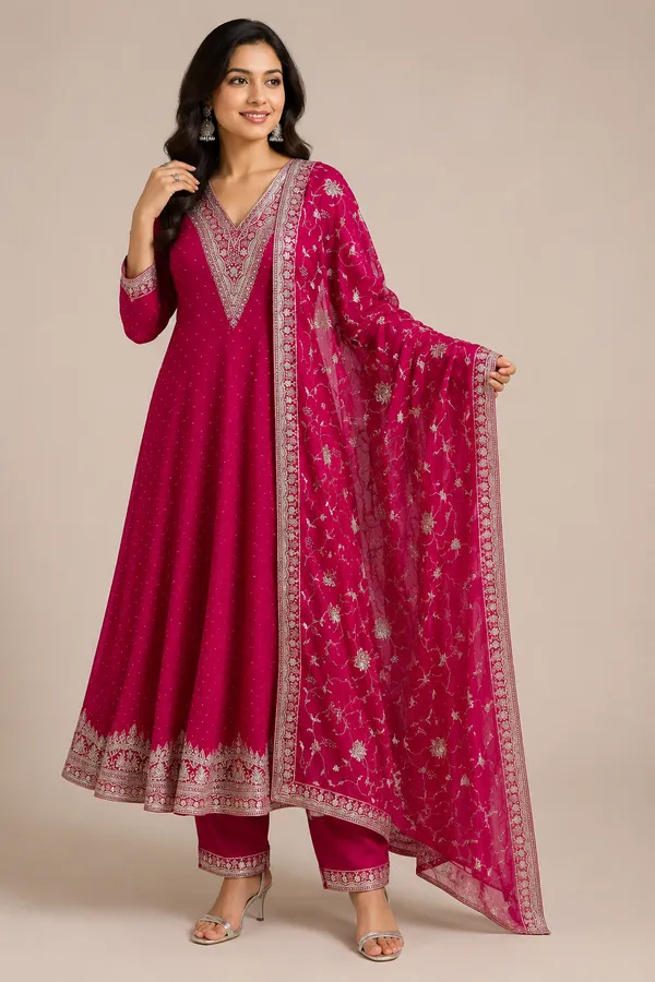 Rani_Pink_Cotton_Kurta_Set_For_Women